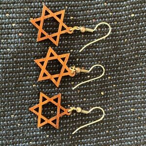 Star of David Koa Wooden Earrings
